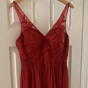 Azazie “Rust” colored bridesmaid dress